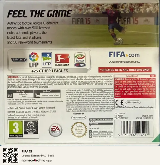 FIFA 15 Nintendo 3DS, PAL box back