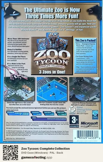 Zoo Tycoon: Complete Collection Computer, PAL box back