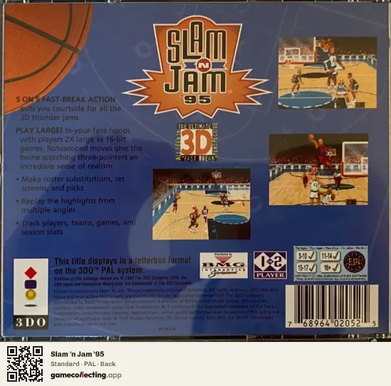 Slam 'n Jam '95 3DO Interactive Multiplayer, PAL box back