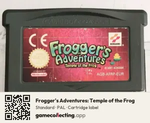 Frogger's Adventures: Temple of the Frog Game Boy Advance, PAL cartridge label