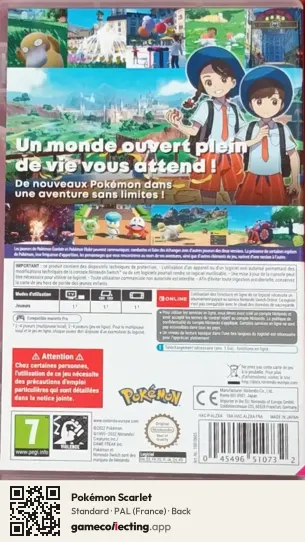 Pokémon Scarlet Nintendo Switch, France box back