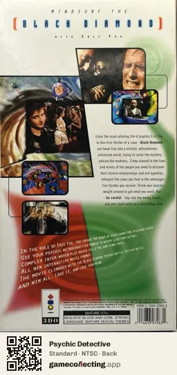Psychic Detective 3DO Interactive Multiplayer, NTSC box back
