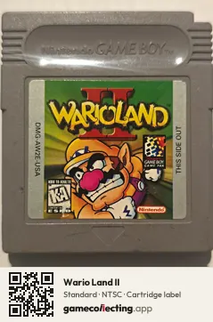 Wario Land II Game Boy, NTSC cartridge label