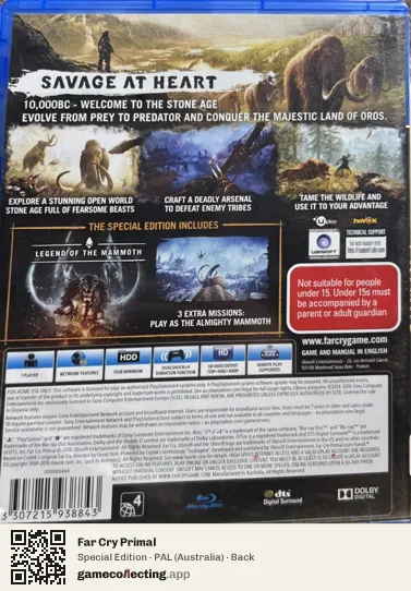 Far Cry Primal PlayStation 4, Australia box back
