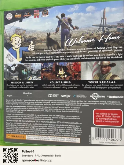 Fallout 4 Xbox One, Australia box back