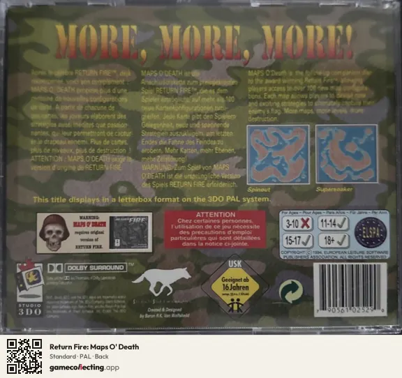Return Fire: Maps O' Death 3DO Interactive Multiplayer, PAL box back