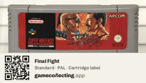 Final Fight Super Nintendo Entertainment System, PAL cartridge label