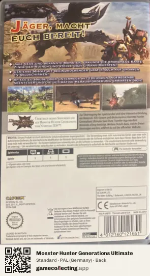 Monster Hunter Generations Ultimate Nintendo Switch, Germany box back