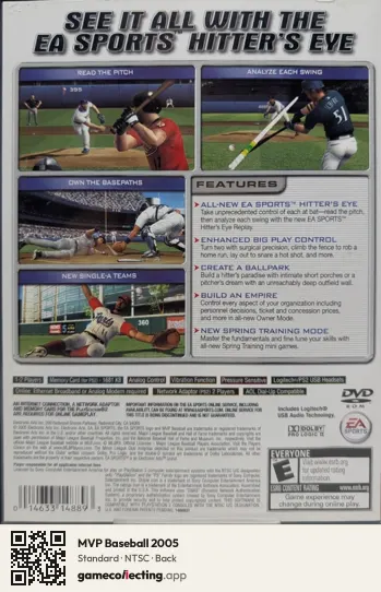 MVP Baseball 2005 PlayStation 2, NTSC box back