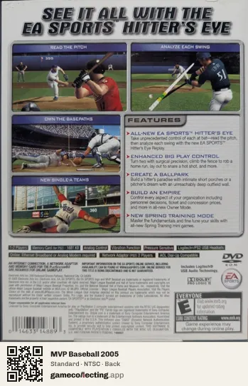 MVP Baseball 2005 PlayStation 2, NTSC box back
