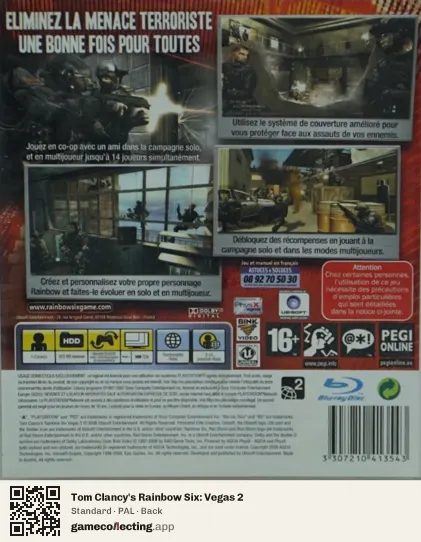 Tom Clancy's Rainbow Six: Vegas 2 PlayStation 3, PAL box back