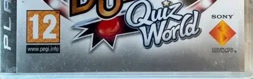 Buzz! Quiz World, the PEGI square on its front