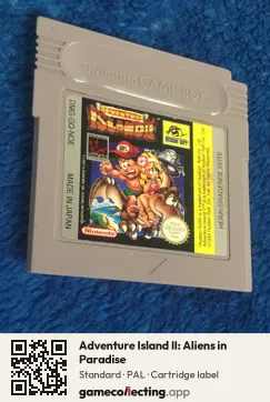 Adventure Island II: Aliens in Paradise Game Boy, PAL cartridge label