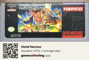 Metal Marines Super Nintendo Entertainment System, NTSC cartridge label