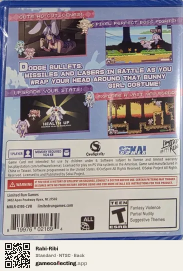 Rabi-Ribi PlayStation Vita, NTSC box back