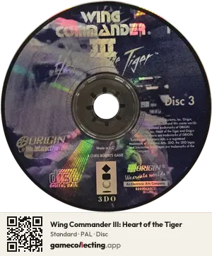 Wing Commander III: Heart of the Tiger 3DO Interactive Multiplayer, PAL disc