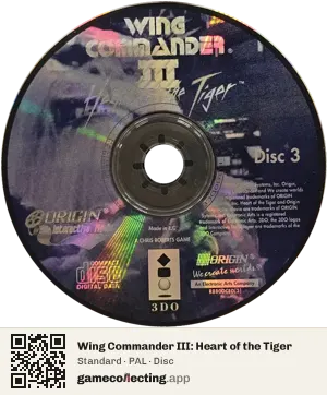 Wing Commander III: Heart of the Tiger 3DO Interactive Multiplayer, PAL disc