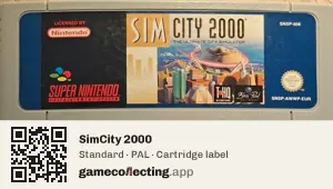SimCity 2000 Super Nintendo Entertainment System, PAL cartridge label