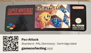 Pac-Attack Super Nintendo Entertainment System, PAL cartridge label