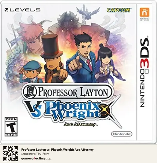 Professor Layton vs. Phoenix Wright: Ace Attorney Nintendo 3DS, NTSC box front