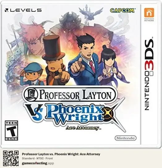 Professor Layton vs. Phoenix Wright: Ace Attorney Nintendo 3DS, NTSC box front