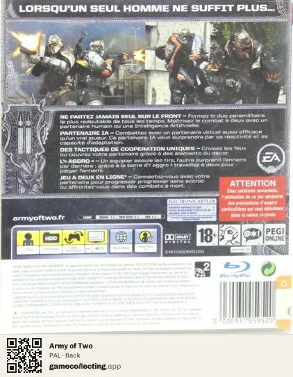 Army of Two PlayStation 3, PAL box back
