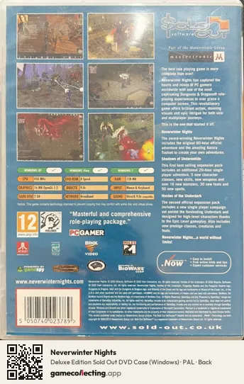 Neverwinter Nights Computer, PAL box back