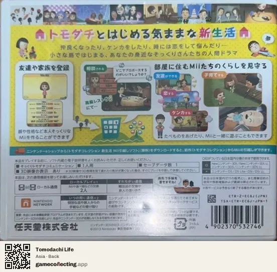 Tomodachi Life Nintendo 3DS, Asia box back