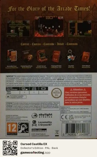 Cursed Castilla EX Nintendo Switch, PAL box back