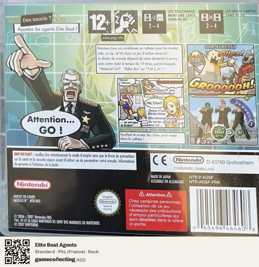 Elite Beat Agents Nintendo DS, France box back