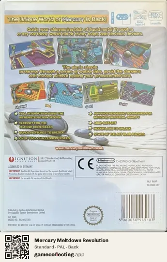Mercury Meltdown Revolution Nintendo Wii, PAL box back
