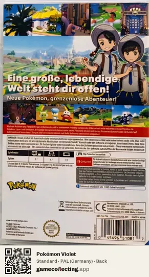 Pokémon Violet Nintendo Switch, Germany box back