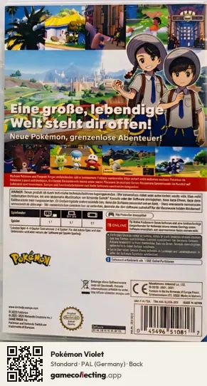 Pokémon Violet Nintendo Switch, Germany box back