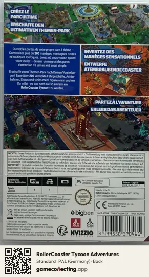 RollerCoaster Tycoon Adventures Nintendo Switch, Germany box back