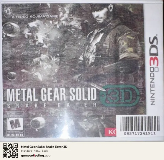 Metal Gear Solid: Snake Eater 3D Nintendo 3DS, NTSC box back