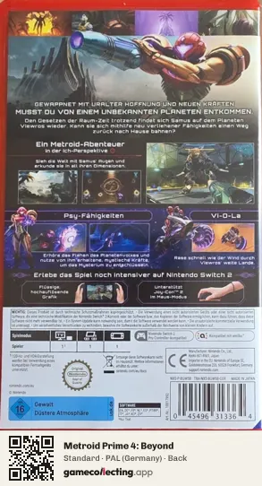 Metroid Prime 4: Beyond Nintendo Switch 2, Germany box back