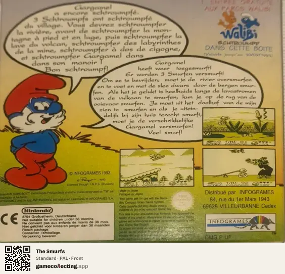The Smurfs Game Boy, PAL box front