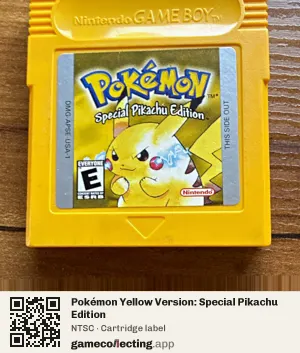 Pokémon Yellow Version: Special Pikachu Edition Game Boy, NTSC cartridge label