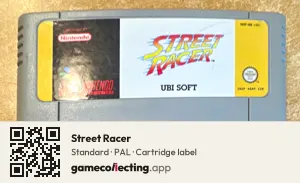 Street Racer Super Nintendo Entertainment System, PAL cartridge label