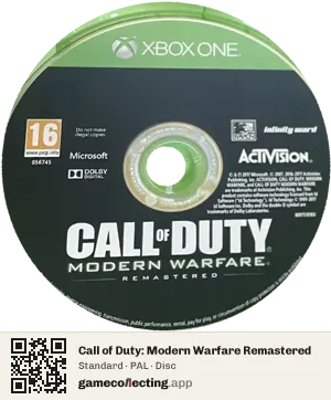 Call of Duty: Modern Warfare Remastered Xbox One, PAL disc