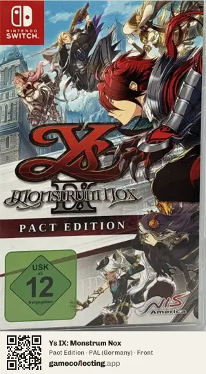 Ys IX: Monstrum Nox Nintendo Switch, Germany box front