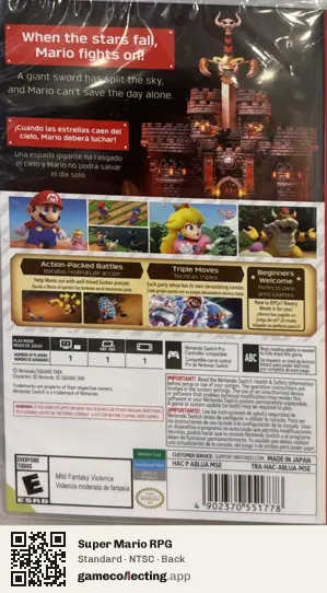 Super Mario RPG Nintendo Switch, NTSC box back