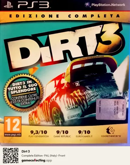 Dirt 3 PlayStation 3, Italy box front