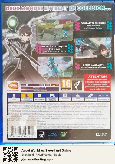 Accel World vs. Sword Art Online PlayStation 4, France box back