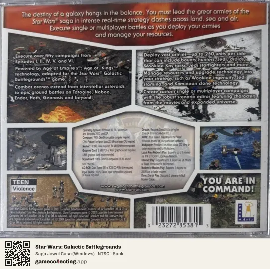 Star Wars: Galactic Battlegrounds Computer, NTSC box back