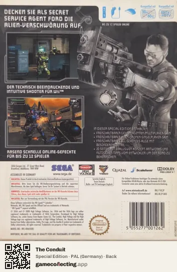 The Conduit Nintendo Wii, Germany box back