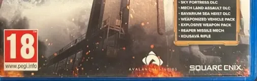 Just Cause 3, the PEGI square on its front