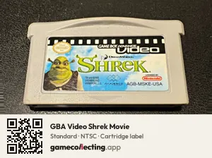 GBA Video Shrek Movie Game Boy Advance, NTSC cartridge label