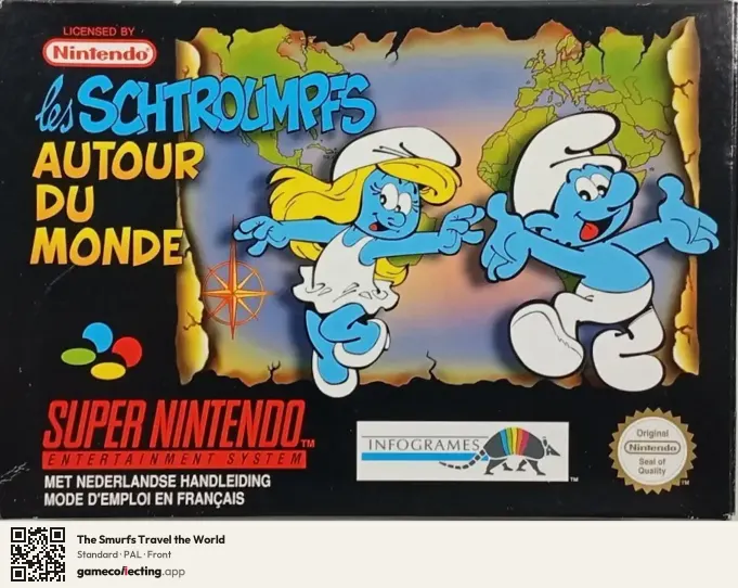 The Smurfs Travel the World Super Nintendo Entertainment System, PAL box front