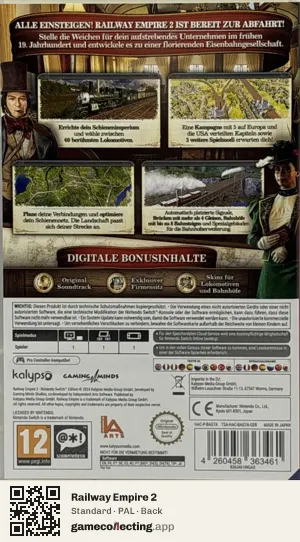 Railway Empire 2 Nintendo Switch, PAL box back